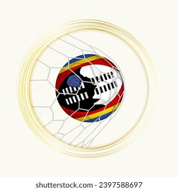 Swaziland scoring goal, abstract football symbol with illustration of Swaziland ball in soccer net. Vector sport illustration.