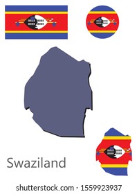 Swaziland silhouette and flag vector illustration