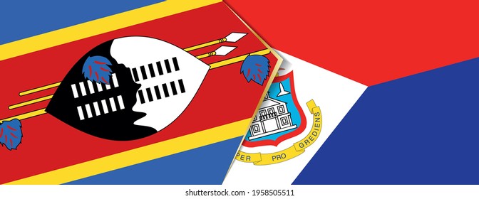 Swaziland and Sint Maarten flags, two vector flags symbol of relationship or confrontation.