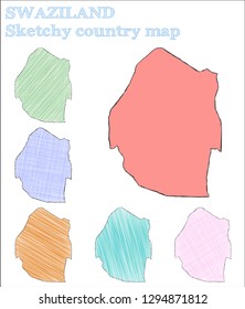 Swaziland sketchy country. Comely hand drawn country. Creative childish style Swaziland vector illustration.