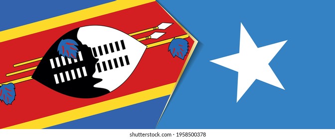 Swaziland and Somalia flags, two vector flags symbol of relationship or confrontation.