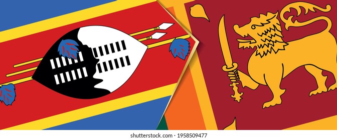 Banderas de Swazilandia y Sri Lanka, dos banderas vectoriales símbolo de relación o enfrentamiento.