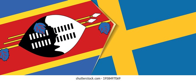 Swaziland and Sweden flags, two vector flags symbol of relationship or confrontation.