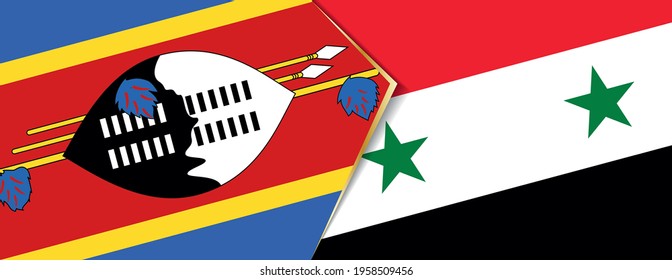 Swaziland and Syria flags, two vector flags symbol of relationship or confrontation.