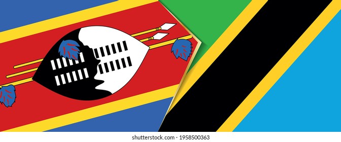 Swaziland and Tanzania flags, two vector flags symbol of relationship or confrontation.