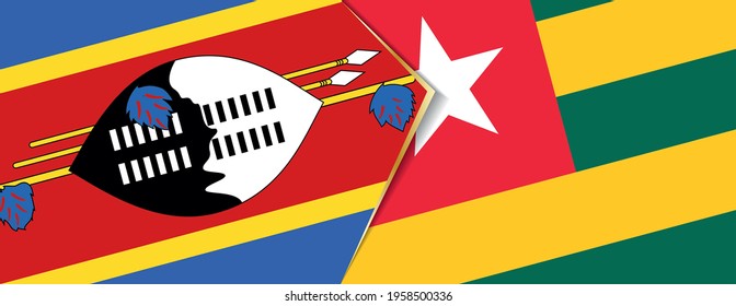 Swaziland and Togo flags, two vector flags symbol of relationship or confrontation.