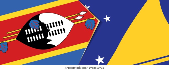 Swaziland and Tokelau flags, two vector flags symbol of relationship or confrontation.