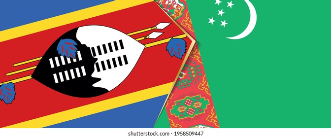 Swaziland and Turkmenistan flags, two vector flags symbol of relationship or confrontation.
