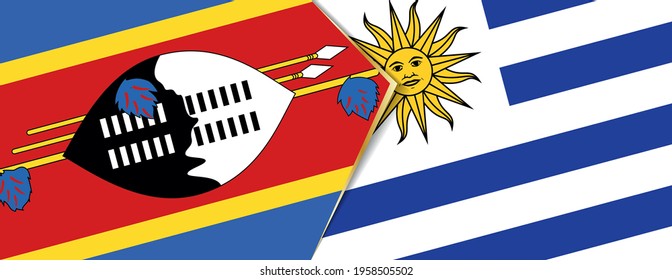 Swaziland and Uruguay flags, two vector flags symbol of relationship or confrontation.