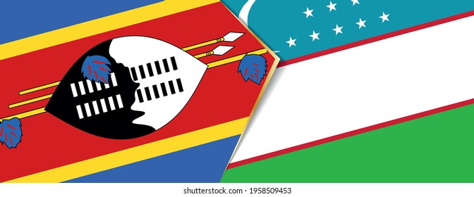 Swaziland and Uzbekistan flags, two vector flags symbol of relationship or confrontation.