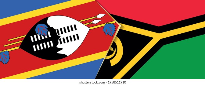 Banderas de Swazilandia y Vanuatu, dos banderas vectoriales símbolo de relación o enfrentamiento.