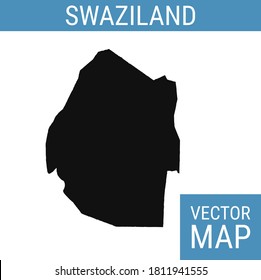 Swaziland vector map with country name, black on white background.