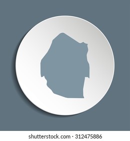 Swaziland vector map on a paper circle. Cut out from white paper icon map of Swaziland. Vector icon map of Swaziland on dark background. Paper cut style country map. 