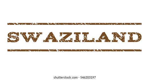 Swaziland watermark stamp. Text tag between horizontal parallel lines with grunge design style. Rubber seal stamp with dirty texture. Vector brown color ink imprint on a white background.