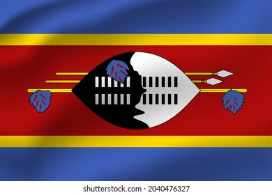 Bandera ondeando Suazilandia. Vector editable