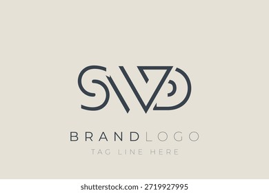 Diseño de logo de carta abstracta SWD. Diseño moderno del logotipo del negocio con tipografía Abstractas y estilo contemporáneo