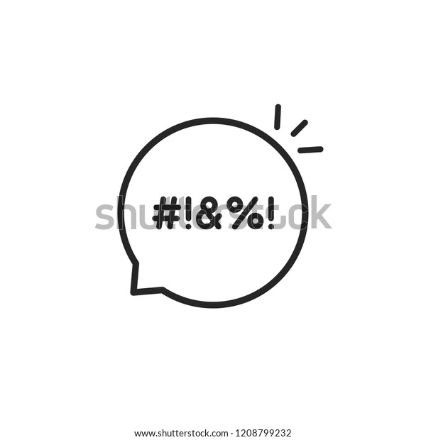 swear bubble like bad language. concept of\
explicitives like abstract sign eg hashtag and aggressive\
disagreement. flat stroke trend modern simple lineart logotype art\
graphic design isolated on\
white