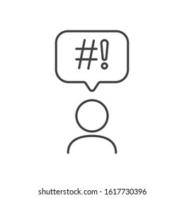 Swear bubble thin line icon. Concept of explicitives like abstract sign exclamation, hashtag and aggressive disagreement