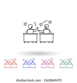 Swear with a colleague multi color icon. Simple thin line, outline vector of colleague and business partners icons for ui and ux, website or mobile application