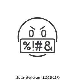Swear face expression emoji outline icon. linear style sign for mobile concept and web design. Swearing emoticon simple line vector icon. Symbol, logo illustration. Pixel perfect vector graphics