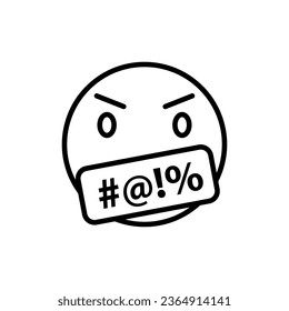 Swear Gesicht Ausdruck Emoji Umriss Symbol. lineare Abbildung auf weißem Hintergrund.EPS