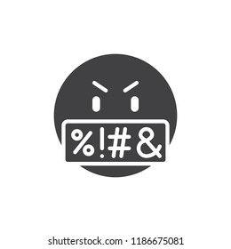 Swear face expression emoji vector icon. filled flat sign for mobile concept and web design. Swearing emoticon simple solid icon. Symbol, logo illustration. Pixel perfect vector graphics