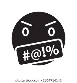 Swear face expression icon, Swearing emoticon simple sign illustration on white background..eps