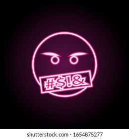 Swear face neon icon. Simple thin line, outline vector of emoji icons for ui and ux, website or mobile application