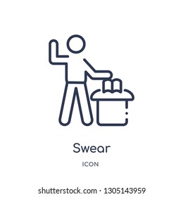swear icon from people outline collection. Thin line swear icon isolated on white background.