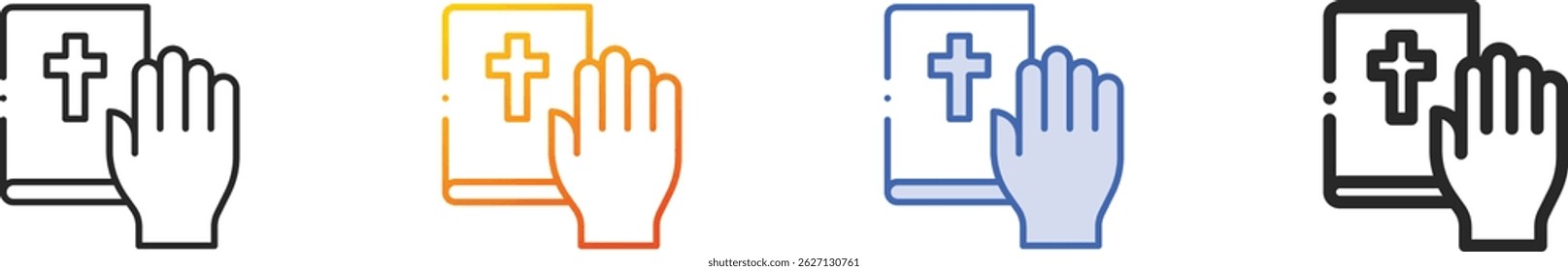 jurar icon.Thin Linear, gradiente, traçado azul e negrito estilo design isolado no fundo branco