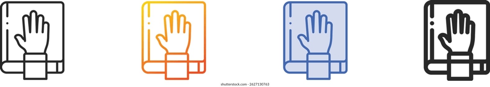 jurar icon.Thin Linear, gradiente, traçado azul e negrito estilo design isolado no fundo branco