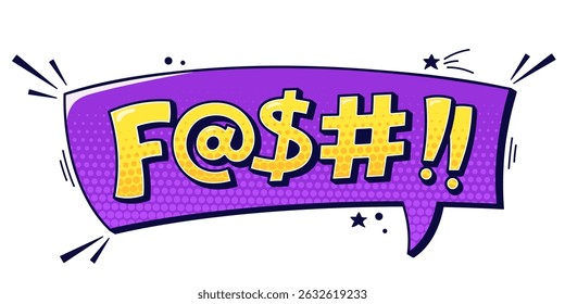 Swear purple speech bubbles with halftone elements and cute dark details.