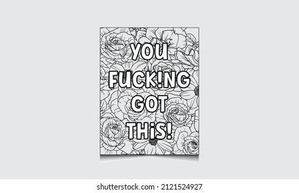 Swear Word. Swear Word Coloring Page Interior For Adult Man And Woman. Curse Word Coloring Book Interior.