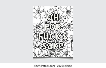 Swear Word. Swear Word Coloring Page Interior For Adult Man And Woman. Curse Word Coloring Book Interior.