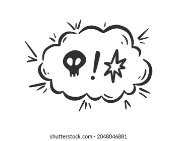 Swear word speech bubble. Curse, rude, swear word for angry, bad, negative expression. Hand drawn doodle sketch style. Vector illustration isolated on white background.