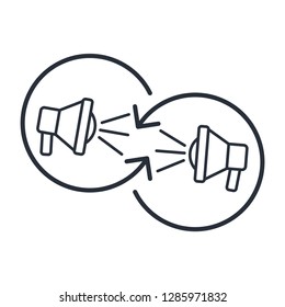 Swearing, the dispute. Linear vector icon, white background.