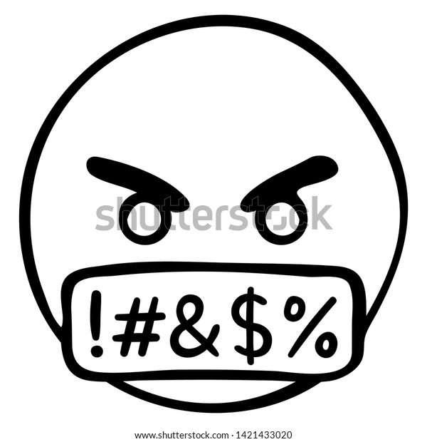 Swearing Emoji Angry Face Bar Covering Stock Vector