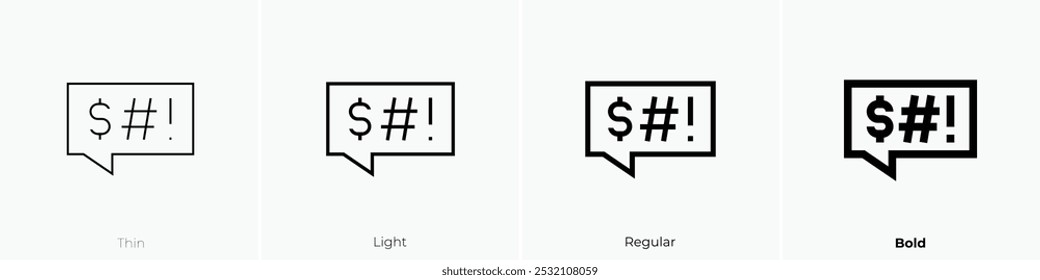 swearing icon. Thin, Light Regular And Bold style design isolated on white background