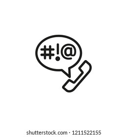 Swearing on phone line icon. Swear word, arguing, offense. Censorship concept. Vector illustration can be used for topics like communication, information, social issues