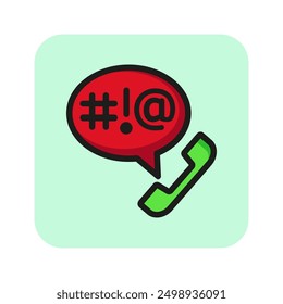 Swearing on phone line icon. Swear word, arguing, offense. Censorship concept. Vector illustration can be used for topics like communication, information, social issues