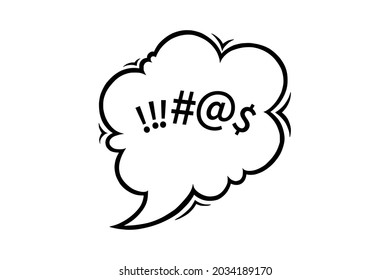 Swearing speech bubble censored with symbols. Hand drawn swear words in text bubble to express dissatisfaction and bad mood. Vector illustration isolated in white background