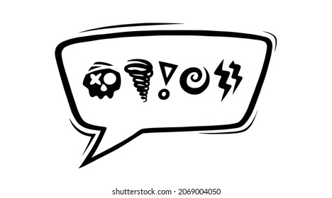 Swearing speech bubble censored with symbols. Hand drawn swear words in text bubbles to express exclamation and harsh mood. Vector illustration isolated in white background