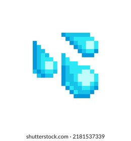 Sweat droplets. Pixel art style icon element design for  logo, app, web, sticker. Drop isolated abstract vector illustration. Video game sprite. 