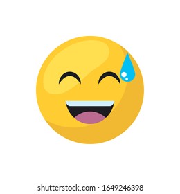 Sweat Emoji Face Flat Style Icon Design, Cartoon Expression Cute Emoticon Character Profile Facial Toy Adorable And Social Media Theme Vector Illustration