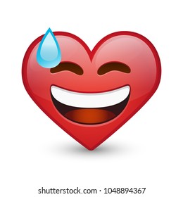 Sweat Heart Expression Emoji Smiley Face Vector Design Art