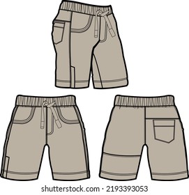  Sweat jogger pants with an elasticated drawstring waist in a relaxed style. Men's casual wear. Vector technical sketch.