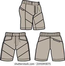  Sweat jogger pants with an elasticated drawstring waist in a relaxed style. Men's casual wear. Vector technical sketch.