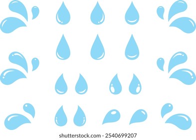 Sweat mark, water drop, tear illustration set