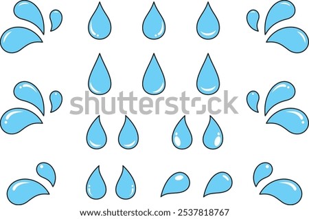 Sweat mark, water drop, tear illustration set