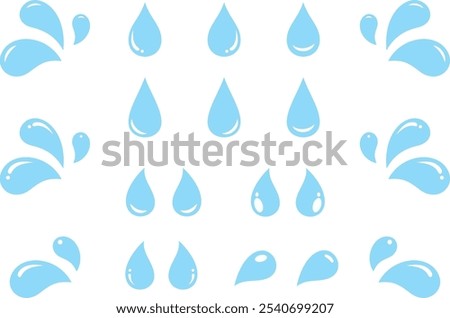 Sweat mark, water drop, tear illustration set